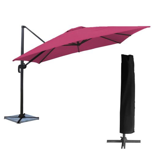 Parasol Déporté Molokai Carré 3x3m Fuchsia + Housse