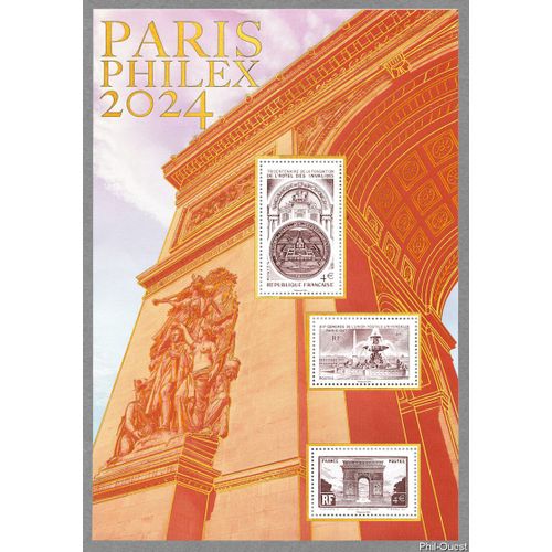Salon Philatélique "Parisphilex" : Monuments De Paris (Reprise Anciens Timbres) Bloc Doré Feuillet 5786 Année 2024 N° 5786 5787 5788 Yvert Et Tellier Luxe