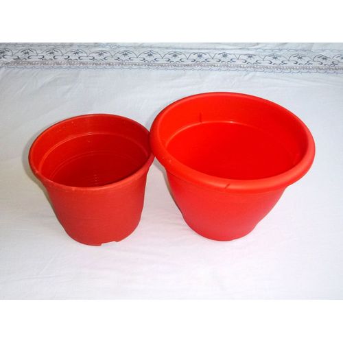 Lot De 2 Cache-Pots De Fleurs Plastique Rouge : Grand Pot Elho Torino Campana 30 Cm / 7,1 Litres. Pot Moyen 21 Cm / 5 Litres