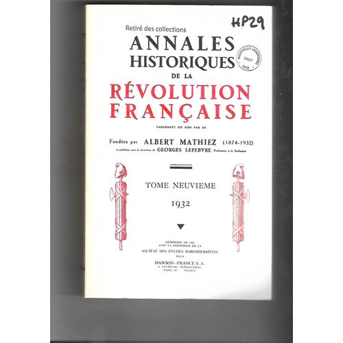 Annales Historiques De La Révolution Française