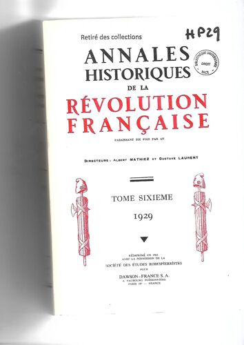 Annales Historiques De La Révolution Française