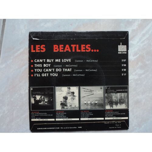 45t The Beatles - Can’T Buy Me Love + 3 - Ep France Soe 3750 Vg ++