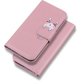 Flip Case For Iphone 7/Iphone 8/Iphone Se 2020, Cartoon Rabbit Wallet Pu Leather, Shockproof Tpu Flip Case With Flap And Card Slots And Stand Function, Pink