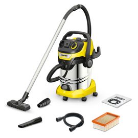 Karcher Aspirateur eau et poussières WD 6 P S V-30/6/22/T avec cuve métal 30 litres, cable de 6 mètres et flexible 2,2 mètres, prise électroportatifs, bouchon de vidange