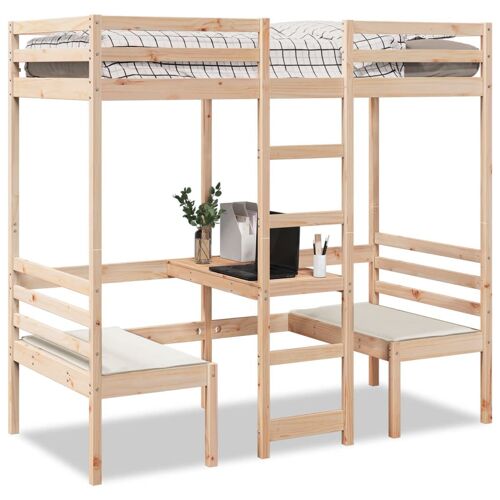 Vidaxl Lit Mezzanine Avec Bureau Et Chaises 75x190 Cm Pin Massif