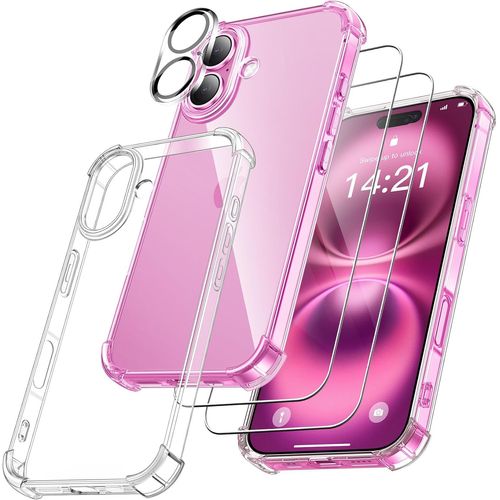 Coque Pour Iphone 16 Avec 2 Verre Trempé Et 1 Caméra Protecteur, Antichoc Antirayures Bumper Protection Housse Pour Iphone 16