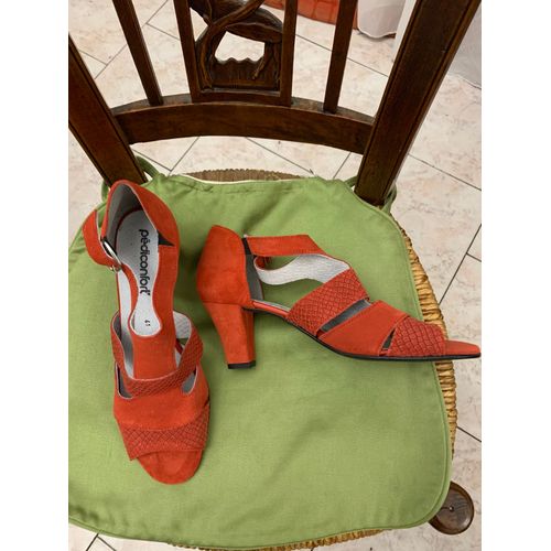 Sandales En Nubuck Rouges Taille 41 Talons Hauts Pediconfort