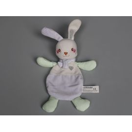 Doudou Lapin Plat Vert Gris Vertbaudet