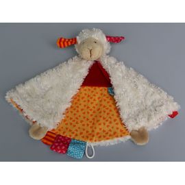 Doudou Mouton Plat Blanc Rouge Orange Sigikid