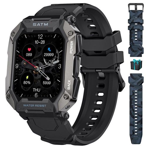 Black Montre Intelligente Pour Homme, Bluetooth, Écran Tactile Complet, 5iko, Étanche, Dehors, Fitness, Smartwatch, Nouveau ""Nipseyteko""