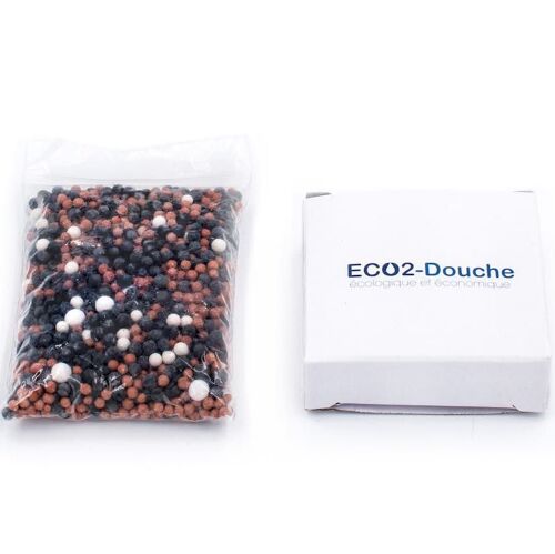 Pommeau ECO2-Douche L'ORIGINAL français: 2 translucides + pierres offertes