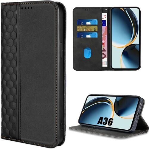 Coque Pour Samsung Galaxy A36 5g/A56 5g, Flip Case Cuir Synthétique Noir Avec Motif Mosaïque - E.F.Connection