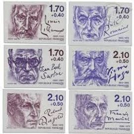 Romain Rolland, Jules Romains, Jean-Paul Sartre, Victor Hugo, Roland Dargelès, François Mauriac Série Complète Année 1985 N° 2355 2356 2357 2358 2359 2360 Yvert Et Tellier Luxe