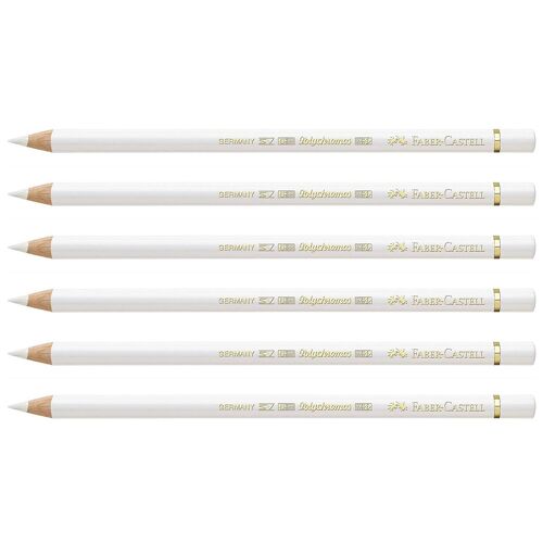 Faber-Castell Lot De 6 Crayons De Couleur Polychromos Mine 3,8mm ¿ L'huile Blanc