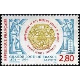 Centenaire De La Grande Loge De France Année 1994 N° 2912 Yvert Et Tellier Luxe
