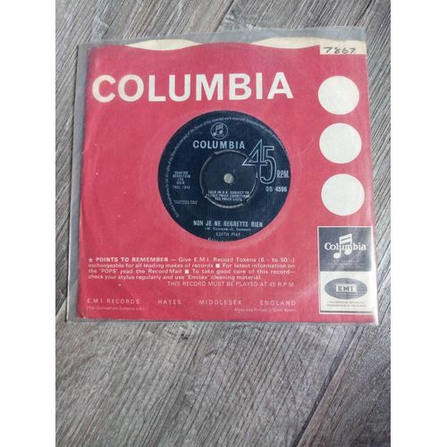 Rare Vinyle 45 Tours Edith Piaf Non Je Ne Regrette Rien