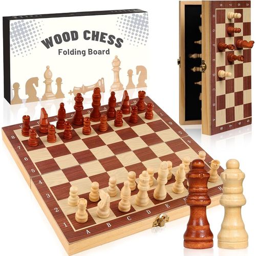 Asfasfq-Wufanc Échiquier Bois Haute Qualité, Jeu Echec Magnétique Pliable, Sûr Sans Odeur Jeux D'échec, Durables Jeu D'échecs Magnétique, Aspiration Magnétique Super Puissante Jeux Echec Bois