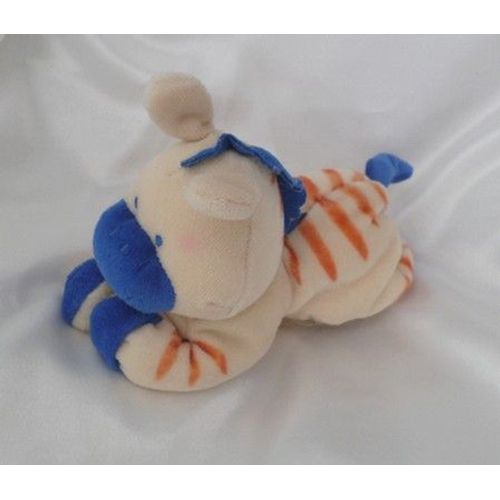 Doudou Peluche Zèbre Beige Marron Et Bleu Bébé Confort