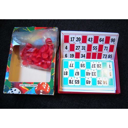 Jeu Loto Couva Avec 12 Cartons Et 90 Pions