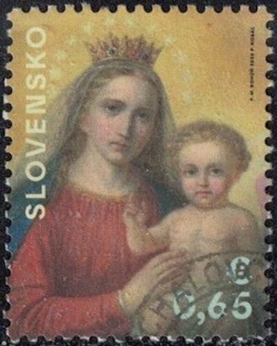 Slovaquie 2022 Oblitéré Used Peinture La Vierge Et L'enfant Peter Michal Bohun Y&t Sk 866 Su