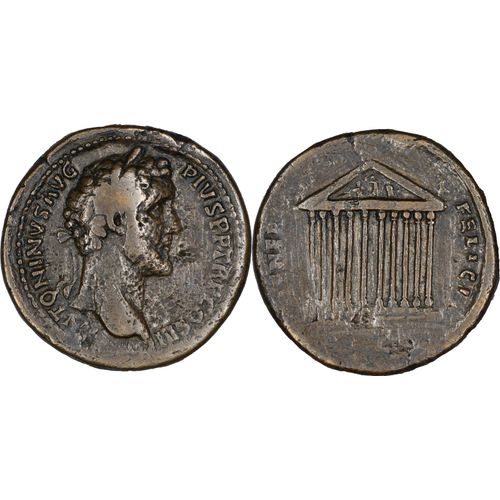 Rome - Sesterce - Antonin Le Pieux - Temple Decastyle - 141 Ad - Rare - Ric 651 - 25-149
