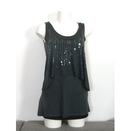 Double Top/ Tee Shirt Gris Sans Manches- Taille 2- Promod