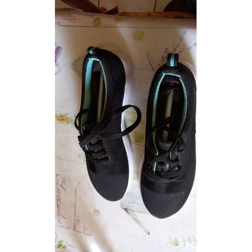 1 Paire De Chaussures En Toile Noire Plate Mixte ,Pointure 39 Nickel