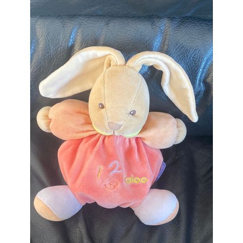 Doudou Boule Lapin Kaloo 123 Orange Col Jaune Brodé 1 2 3 De 18 Cm