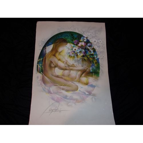 Lithographie De Raymond Poulet Sur Velin "Nu Au Bébé"