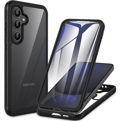 Coque Samsung S24 Fe 5g, Antichoc Housse Avec Protection D'écran, 360° Protégé Téléphone Etui Double Face Case Transparent Portable Intégrale Coque Pour Samsung Galaxy S24 Fe 5g - Noir