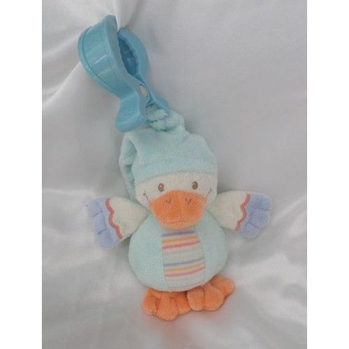 Doudou Peluche Canard Vibrant Blanc Bleu Orange Nattou