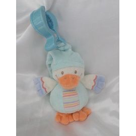 Doudou Peluche Canard Vibrant Blanc Bleu Orange Nattou