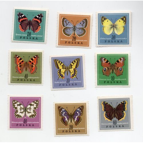 Pologne- Série De 9 Timbres Neufs- Papillons