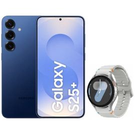 Samsung Galaxy S25+ 512 Go Bleu Nuit + Montre Connectée Samsung Galaxy Watch7 - Boîtier 44 mm avec bracelet sport caoutchouc taille M/L - Argent - Bluetooth