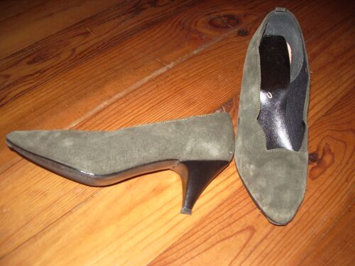 Escarpins Gris Croute De Cuir Pointure 38