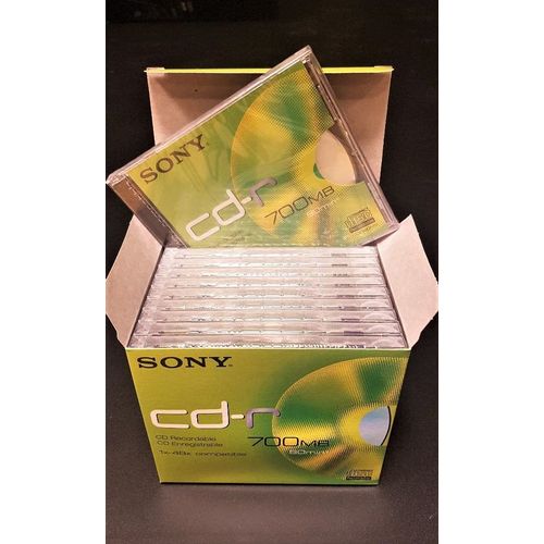 10 x CD-R Sony 700 MB 80Mn - Boitiers CD Cristal Standard