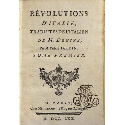 "Révolutions D'italie" Auteur Carlo Denina