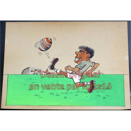 Dessin Presse Original - Humoristique - Football Pâques (Freddy, Dessinateur Belge Années 1970-1980) -28