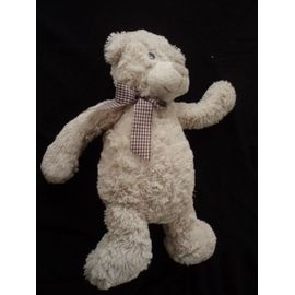 Ours Écru , Noeud Vichy Marron ,Gifi 35 Cm