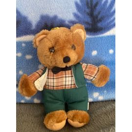 Doudou Peluche Ours Marron Pantalon Et Jaquette Verte Jemini 20cm