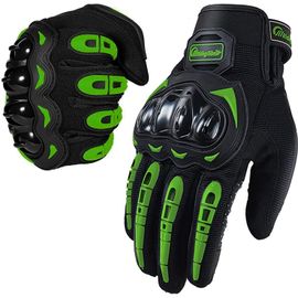 Gants Moto Tactile Protection Plein Doigt Pour Moto, Vtt, Velo, Trottinette , Motocross, Enduro, Scooter ,Sports Plein Air - Mi Saison - Noir Vert - Taille L