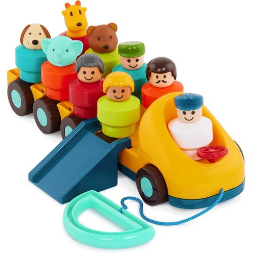 BT2653Z-Bus à Tirer-Jouet d'Éveil avec Accessoires pour les Tous-Petits-Bus Jouet avec Pièces Amovibles-9 Personnages-Dès 18 mois