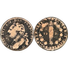 France - 1792 - 12 Deniers - Type Francois - Lyon (D) - 25-082