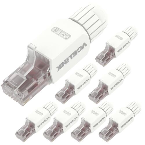 Connecteur RJ45 Sans Outil,Fiche De Terminaison De Terrain RJ45 Cat 6,Fiche modulaire plaqué or,Connecteur UTP CAT6 sans outil pour câble réseau CAT6,CAT5E,23-26 AWG 1Gbps lot de 8