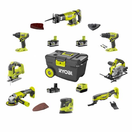 Pack Ryobi Combo 8 outils 2 batteries 5.0Ah et 1 batterie 2.0Ah