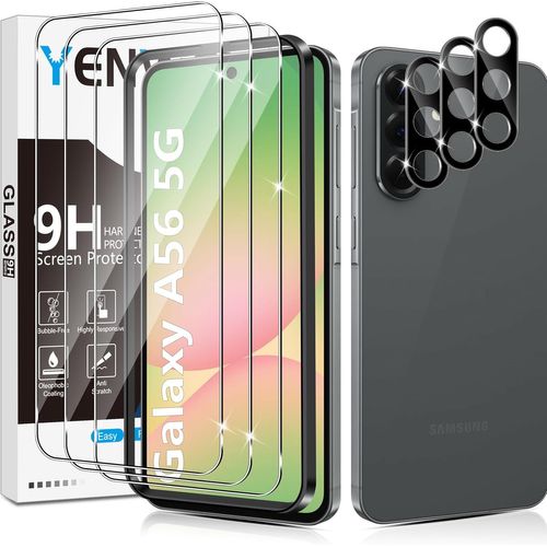 Cauc-Verre Trempé Pour Samsung Galaxy A56 5g, 3 Pièces Protection Écran Film Et 3 Pièces Caméra Arrière Protecteur Pour Samsung A 56 5g, Anti Rayures, Dureté 9h Glass, Sans Bulles