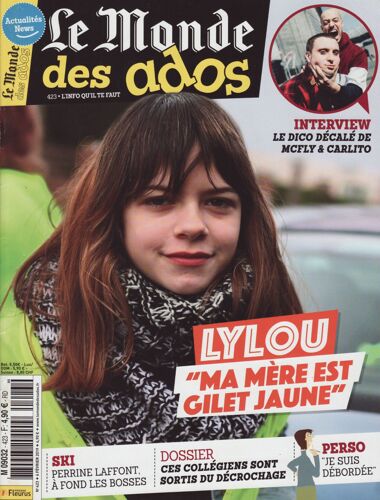 Le Monde Des Ados / 06-02-2019 N°423 : Bilal Hassani (1/4p) - Lily Rose Depp (1/4p) - Mika (1/4p) - Mcfly & Carlito (4p)