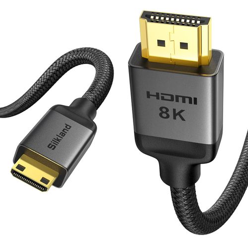 TIANYI-8K Câble Mini HDMI vers HDMI 2.1 1M, 8K@60Hz 4K@120Hz, 48Gbps Câble HDMI vers Mini HDMI Haute Vitesse Bidirectionnel HDR eARC Compatible avec Caméra Raspberry Pi Zero Tablette Projecteur