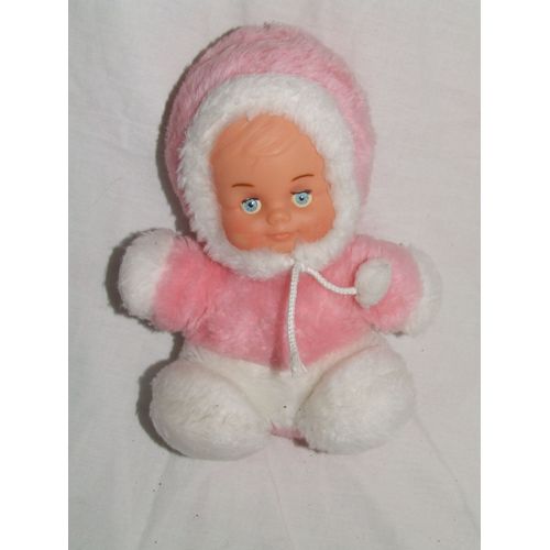 Poupee Nounours Ancien Vintage Rose Blanc 23 Cm