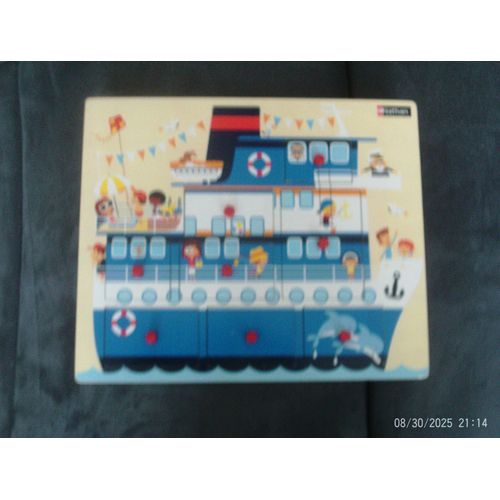 Puzzle En Bois - Bateau - Jouet Éducatif 1er Âge Pour Enfants